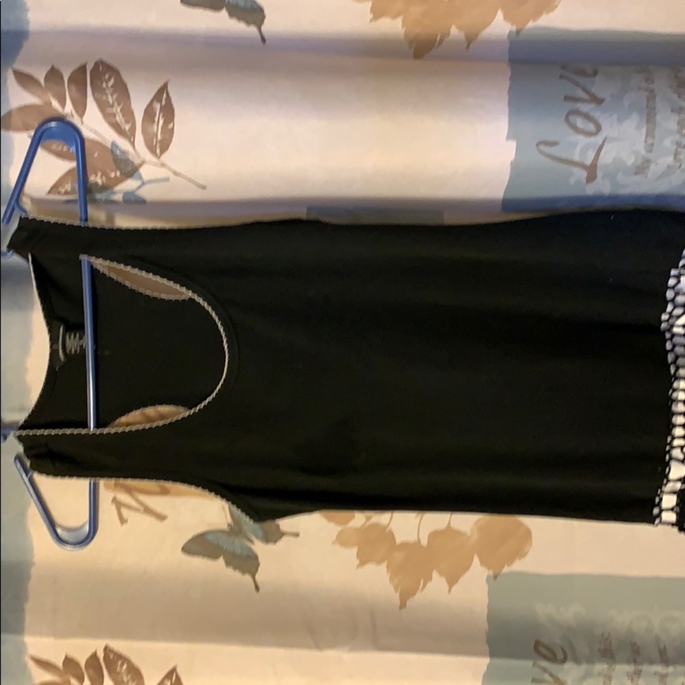 Black and white tank dress. Embroidered bottom